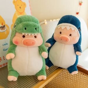 CHANCHO DISFRAZADO DE TIBURON Y DINO SIN RELLENO 65CM APROX