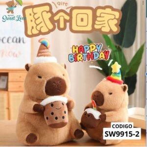 capibara con accesorios de gorra y vaso y tarta 30CM - RELLENO
