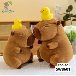 CAPIBARA CON PATO EN LA CABEZA 30CM - RELLENO